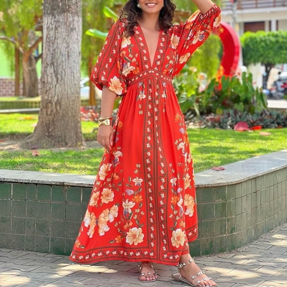 FARM Rio Butterfly Flowers Long Dress Size S - Picture 1 of 13